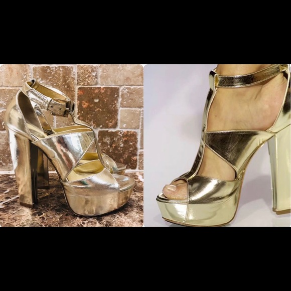 Versace Shoes - Runway VERSACE COUTURE Gold Platform High Heel 7.5